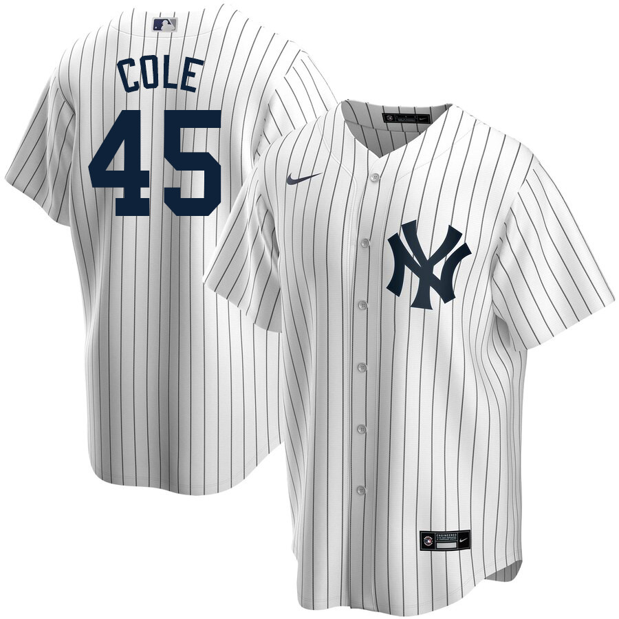 2020 Nike Men #45 Gerrit Cole New York Yankees Baseball Jerseys Sale-White